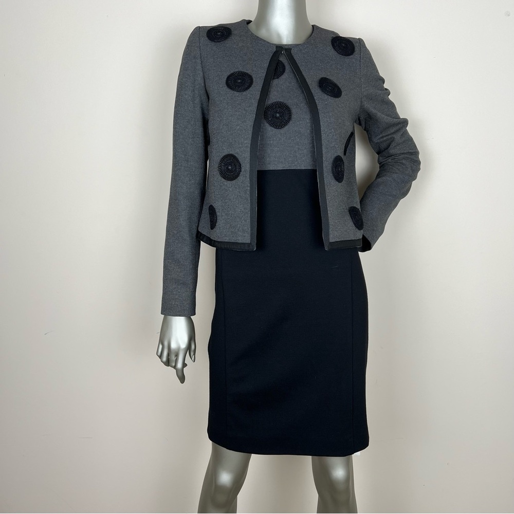 NWOT Italian made dress & jacket Gray w/black accents Classic Office Preppy Sz S
